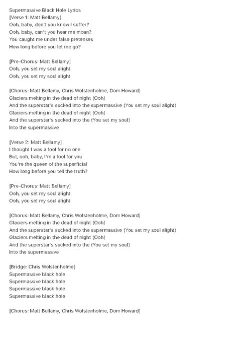 Supermassive Black Hole Lyrics - Supermassive Black Hole Lyrics [Verse ...