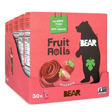 Bear Real Fruit Snack Rolls Healthy School And Lunch Snacks ...