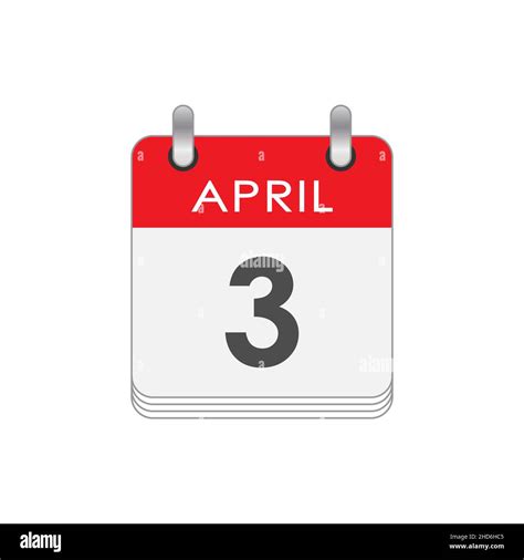 April 3. A leaf of the flip calendar with the date of April 3. Flat ...