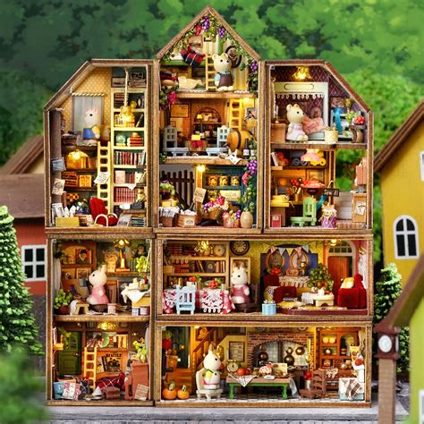 New-Diy-Mini-Rabbit-Town-Casa-Wooden-Doll-Houses-Miniature-Building ...