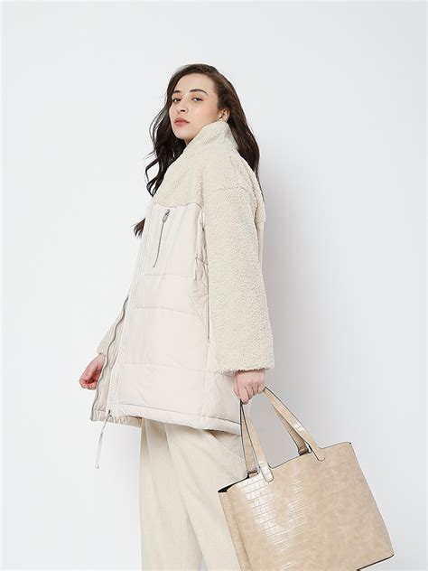 Buy Vero Moda Stand Collar Padded Jacket With Faux Fur Trim - Jackets ...