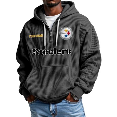 Steelers Personalized Quarter Zip Waffle Hoodie