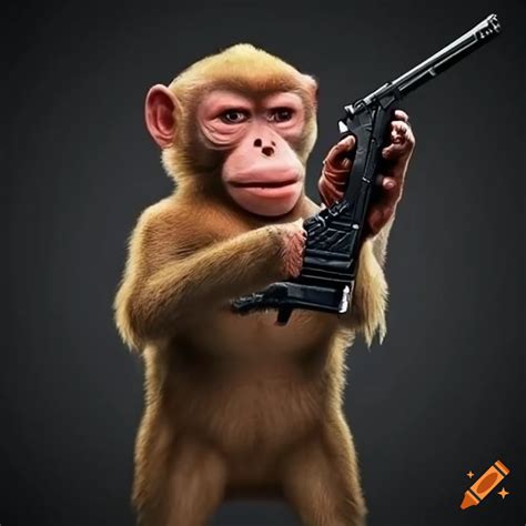 Funny monkey meme with a gun on Craiyon