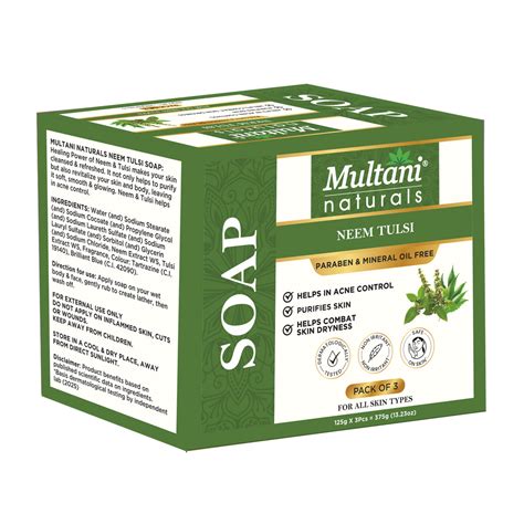 Multani Naturals Neem Tulsi Soap I Ayurvedic Bath Soap for Men & Women ...