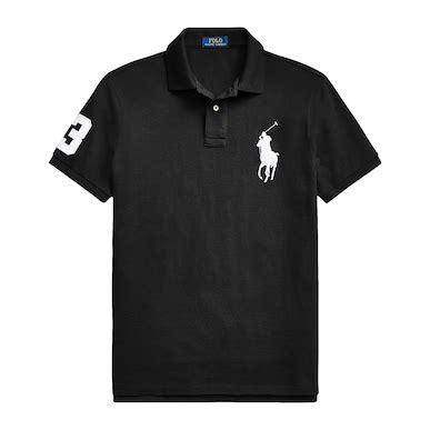 Buy Men Black Custom Slim Fit Big Pony Mesh Polo Shirt Online at The ...