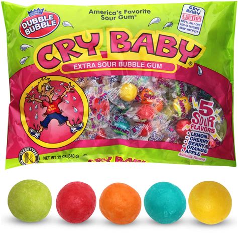 Amazon.com : Cry Baby Extra Sour Bubble Gum, 12 OZ Bag of Individually ...