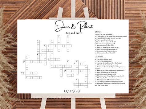 Custom Wedding Crossword Puzzle Large Sip and Solve Crossword for ...