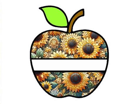 6 Apple Sunflower Name Tags, Sunflower, Back to School, Bulletin Board ...