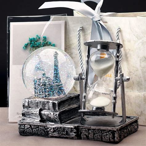 Buy LED Music Crystal Snow Globe with Hourglass Timer Home Decoration ...
