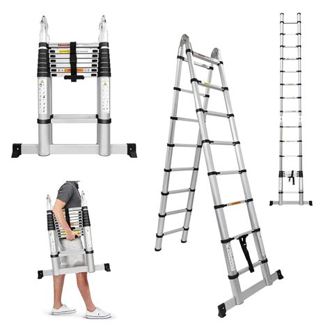Aluminum Telescoping Ladder Extension Ladder 16.4ft A Type A Frame ...