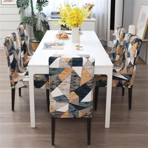 Gifts Island Polyester Floral Print Dining Table Chair Cover Set of 6 ...