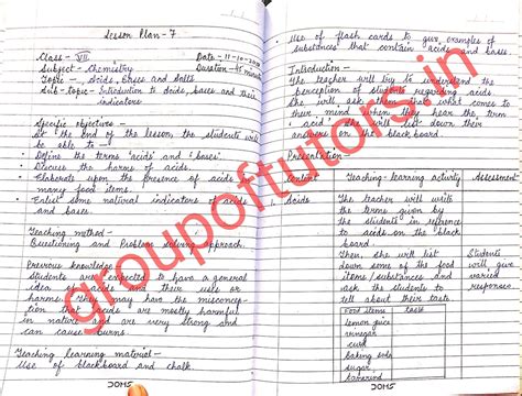 Science Lesson Plans - For B.Ed - Chemistry - Group Of Tutors