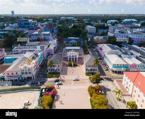 Bahamian Parliament building aerial view on Bay Street in downtown ...
