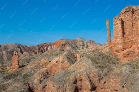 Premium Photo | Binggou danxia landform at zhangye danxia national geo ...