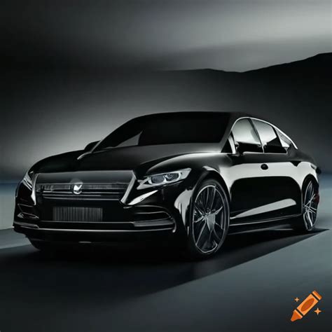 Luxury black sedan car from different angles