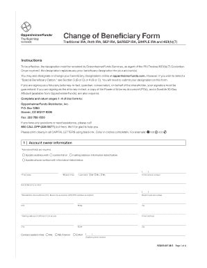 OppenheimerFunds Change of Beneficiary Form - Blank Fillable Template ...