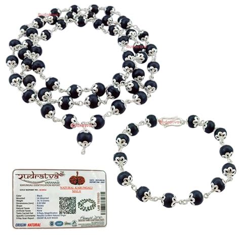 Rudratva Original Karungali Malai Silver Cap Bracelet and 54+1 Beads ...