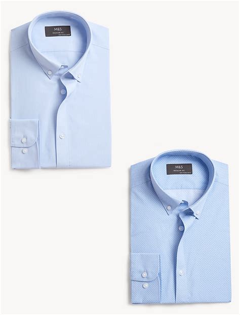 Buy 2pk Regular Fit Printed Long Sleeve Shirts at Marks & Spencer