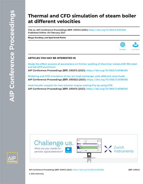 CFD Boiler - fvevf - AIP Conference Proceedings 2317 , 030012 (2021 ...