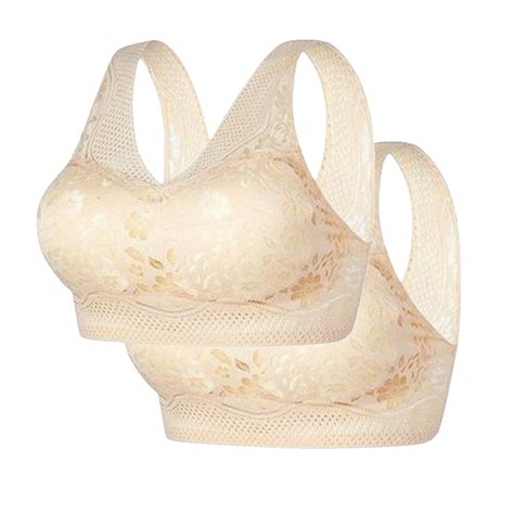 Diufon 2 Pack Wide Strap Bra for Women Wireless Soft Breathable Lace ...