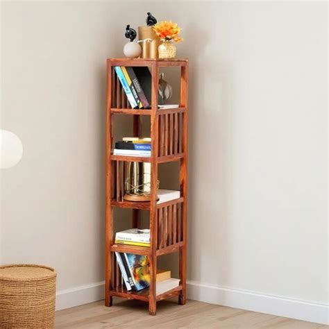 Royaloak Jordon Bookshelf with 5 Racks | Sheesham Wood | Honey Finish ...