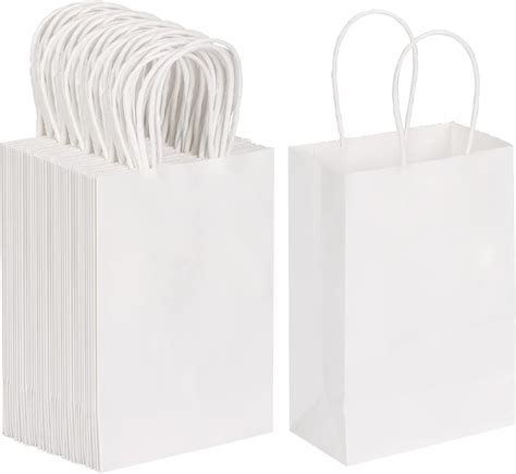 Aakriti Kraft Paper Bags with Handles, White Small Gift Bags Bulk ...