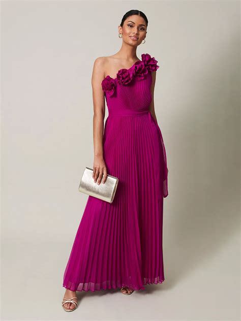 Phase Eight Collection 8 Minnie One Shoulder Pleated Maxi Dress, Magenta