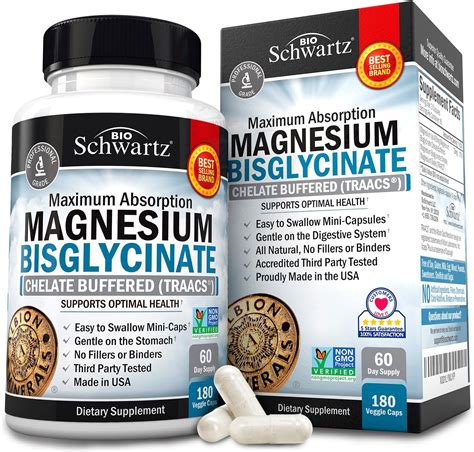 Amazon.com: Magnesium Bisglycinate 100% Chelate No-Laxative Effect - Maximum Absorption ...