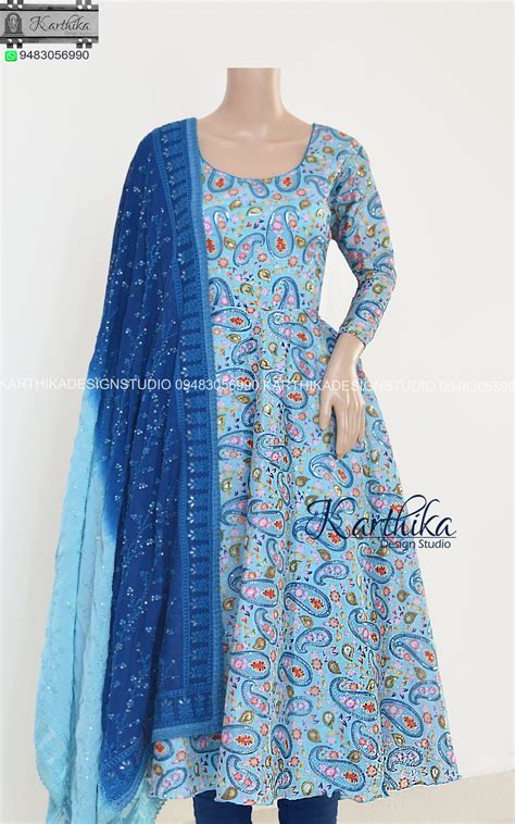 Embroidered Chinnon chudidhar – karthika design studio