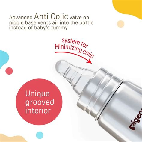 Slim Neck Steel Feeding Bottle 220ml, Anti-Colic, Stainless Steel