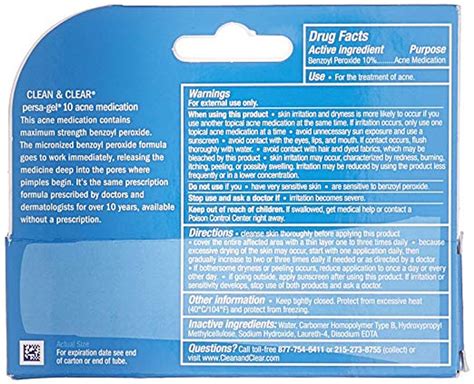 Clean & Clear Persa-Gel Benzoyl Peroxide Spot Treatment Ointement 1 oz ...