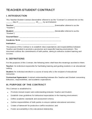 Teacher Student Contract Template Form - Fill Online, Printable ...