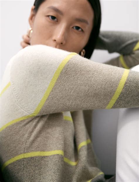 Buy Pure Cashmere Striped Crew Neck Jumper at Marks & Spencer