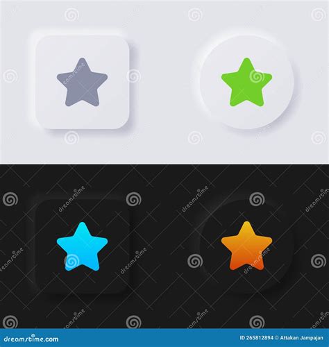 3d Star Neumorphism Buttons. Black And White Squares With Golden ...