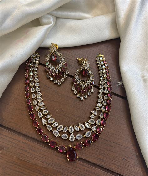 Mehndi Polish AD Stone Layer Necklace Set – Sriyas Collections