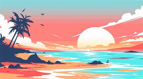 Serene sunset on ica beach with gentle tide | Premium AI-generated vector