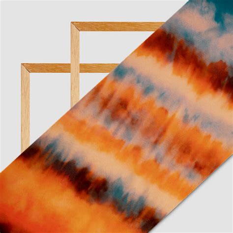 Orange And Blue Tye And Dye Pattern Digital Print Bemberg Chiffon Fabr ...