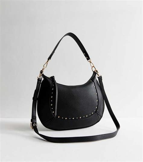 Black Faux Leather Studded Crossbody Bag | New Look
