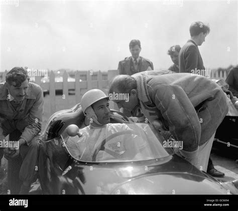 Stirling Moss, British racing driver, seated in a Porsche of the RRC ...