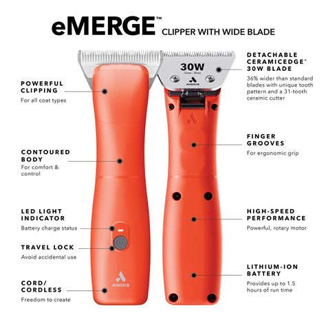 Andis® eMerge Clipper with Wide Blade, Orange – Weaver Livestock