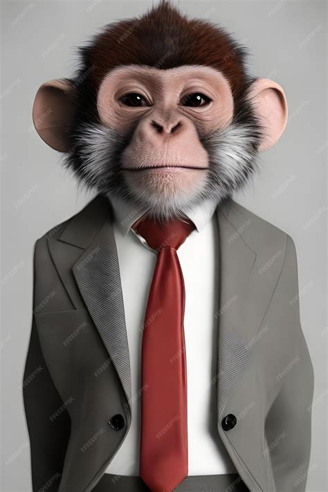 Premium Photo | A monkey with a suit and tie is standing in front of a ...