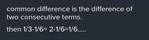1/6, 1/3, 1/2, ... the common difference in this A.P - Brainly.in