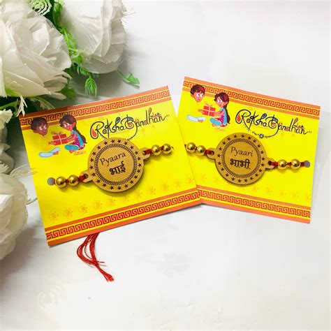 Wooden Engraved Non Customized Rakhis – Giftlay India