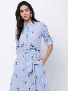 Tokyo Talkies Women Shirt Light Blue Midi/Calf Length Dress - Buy Tokyo ...