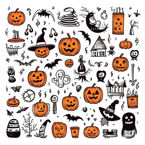 Vector Illustration Of Cute Hand Drawn Halloween Doodles, Halloween ...