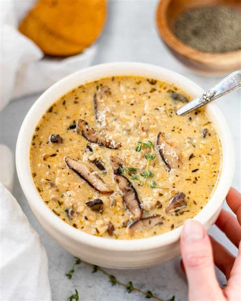 Creamy Mushroom and Rice Soup - Seasoned by Silvie
