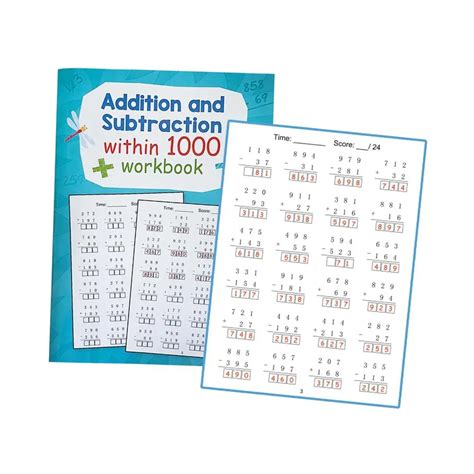 Math Workbook Mathematics Drills Paperback Within 1000 Number,Math ...