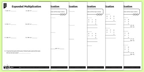 Multiplication Expanded Algorithm Worksheet 的图像结果