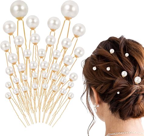 Amazon.com : DSLSQD Pearl Bobby Pins, 40 Pieces Hair Pins with 5 Sizes ...