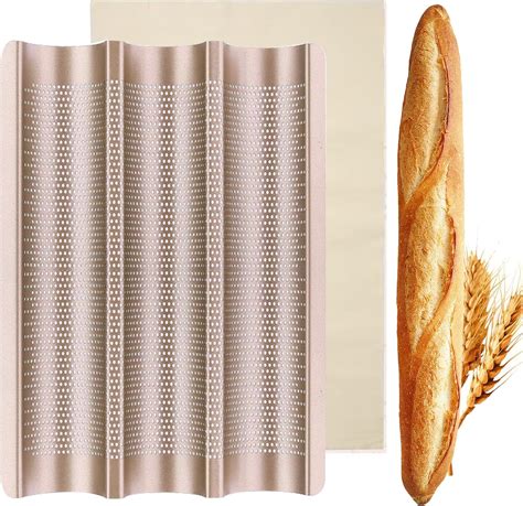 ILSSLI Baguette Pan, French Bread Baking Pan Perforated 3 Loaves Long ...